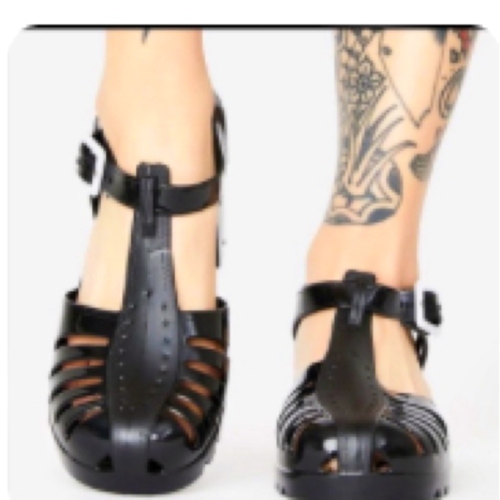 Black Jelly Sandals Bamboo sz. 8 New!